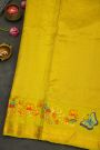 Gadwal Silk Orange Saree With Tanjore Hand-Painted Border
