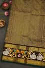 Gadwal Silk Red Saree With Tanjore Hand-Painted Border And Floral Brocade Pallu