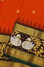 Gadwal Silk Red Saree With Tanjore Hand-Painted Border And Floral Brocade Pallu