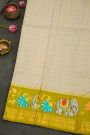 Gadwal Silk Off White Saree With Tanjore Hand-Painted Border