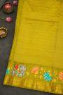 Gadwal Silk Off White Saree With Tanjore Hand-Painted Border