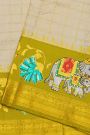 Gadwal Silk Off White Saree With Tanjore Hand-Painted Border