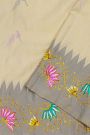 Gadwal Silk Off White Saree With Tanjore Hand-Painted Border