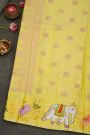 Gadwal Silk Baby Pink Saree With Tanjore Hand-Painted Border