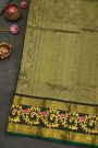 Gadwal Silk Red Saree With Tanjore Hand-Painted Border