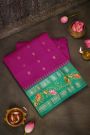 Gadwal Silk Purple Saree With Tanjore Hand Painted Border