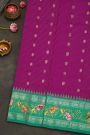 Gadwal Silk Purple Saree With Tanjore Hand Painted Border