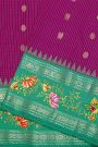 Gadwal Silk Purple Saree With Tanjore Hand Painted Border