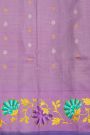 Gadwal Silk Violet Saree With Tanjore Hand Painted Border