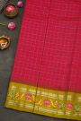Gadwal Silk Pink Saree With Tanjore Hand Painted Border