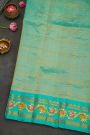 Gadwal Silk Yellow Saree With Checks Body And Contrast Tanjore Hand Printed Border
