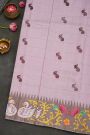 Gadwal Silk Dusty Pink Saree With Tanjore Hand Painted Border