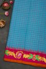 Gadwal Silk Blue Saree With Tanjore Hand Painted Border