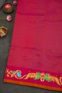 Gadwal Silk Blue Saree With Tanjore Hand Painted Border