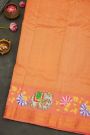Gadwal Silk Red Saree With Tanjore Hand Painted Florals Border