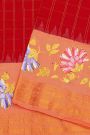 Gadwal Silk Red Saree With Tanjore Hand Painted Florals Border