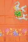 Gadwal Silk Red Saree With Tanjore Hand Painted Florals Border