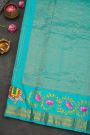 Gadwal Silk Red Saree With Tanjore Hand Painted Lotus Flowers Border