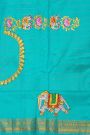 Gadwal Silk Red Saree With Tanjore Hand Painted Lotus Flowers Border