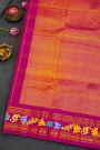 Gadwal Silk Orange Saree With Tanjore Hand Painted Border