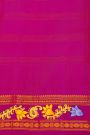 Gadwal Silk Orange Saree With Tanjore Hand Painted Border