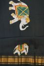 Gadwal Silk Orange Saree With Tanjore Hand Painted Border