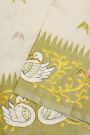 Gadwal Silk Off White Saree With Tanjore Hand Painted Border
