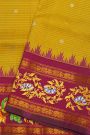 Gadwal Silk Yellow Saree With Tanjore Hand Painted Border