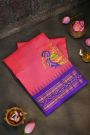 Gadwal Silk Pink Saree With Tanjore Hand Painted Border