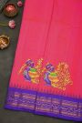 Gadwal Silk Pink Saree With Tanjore Hand Painted Border