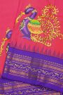 Gadwal Silk Pink Saree With Tanjore Hand Painted Border