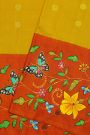 Gadwal Silk Yellow Saree With Tanjore Hand Painted Border.