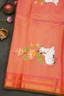 Gadwal Silk Grey Saree With Tanjore Hand Painted Border.
