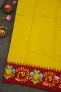 Gadwal Silk Yellow Saree With Tanjore Hand-Painted Border