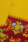 Gadwal Silk Yellow Saree With Tanjore Hand-Painted Border