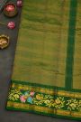 Gadwal Silk Off White Saree With Tanjore Hand Painted Florals Border.