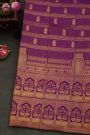 Kancheepuram Silk Purple Saree With Temple Background Border