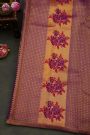 Kancheepuram Silk Purple Saree With Temple Background Border