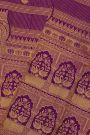 Kancheepuram Silk Purple Saree With Temple Background Border