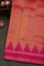 Kancheepuram Silk Magenta Saree With All Over Zari Lines Body Self Design Gap Temples Border