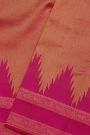 Kancheepuram Silk Magenta Saree With All Over Zari Lines Body Self Design Gap Temples Border