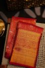 Kancheepuram Silk Red Saree With Deers In Checks Self Border Saree