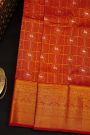 Kancheepuram Silk Red Saree With Deers In Checks Self Border Saree