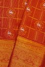 Kancheepuram Silk Red Saree With Deers In Checks Self Border Saree