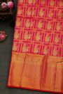 Kancheepuram Silk Rani Pink Saree With Zari Checks Mango Body