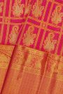 Kancheepuram Silk Rani Pink Saree With Zari Checks Mango Body
