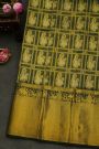 Kancheepuram Silk Bottle Green Saree With Self Zig-Zag Lines And Pallaki Motifs Border