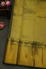 Kancheepuram Silk Bottle Green Saree With Self Zig-Zag Lines And Pallaki Motifs Border