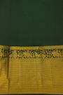 Kancheepuram Silk Bottle Green Saree With Self Zig-Zag Lines And Pallaki Motifs Border