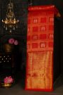 Kancheepuram Silk Red Saree With Parrot Buttis In Checks Body